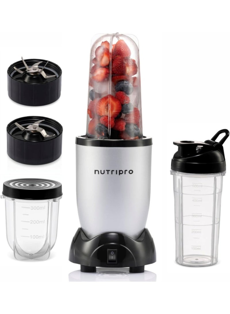 nutripro خلاط وعصارة نوتري برو - صانع العصائر - 500 واط (3 جرار وشفرتان، فضي) - Image 1